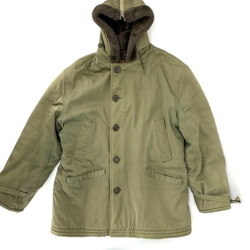 Vintage 50s 60s Mens B-9 Military Bomber Parka Coat Jacket‎ Hooded XL